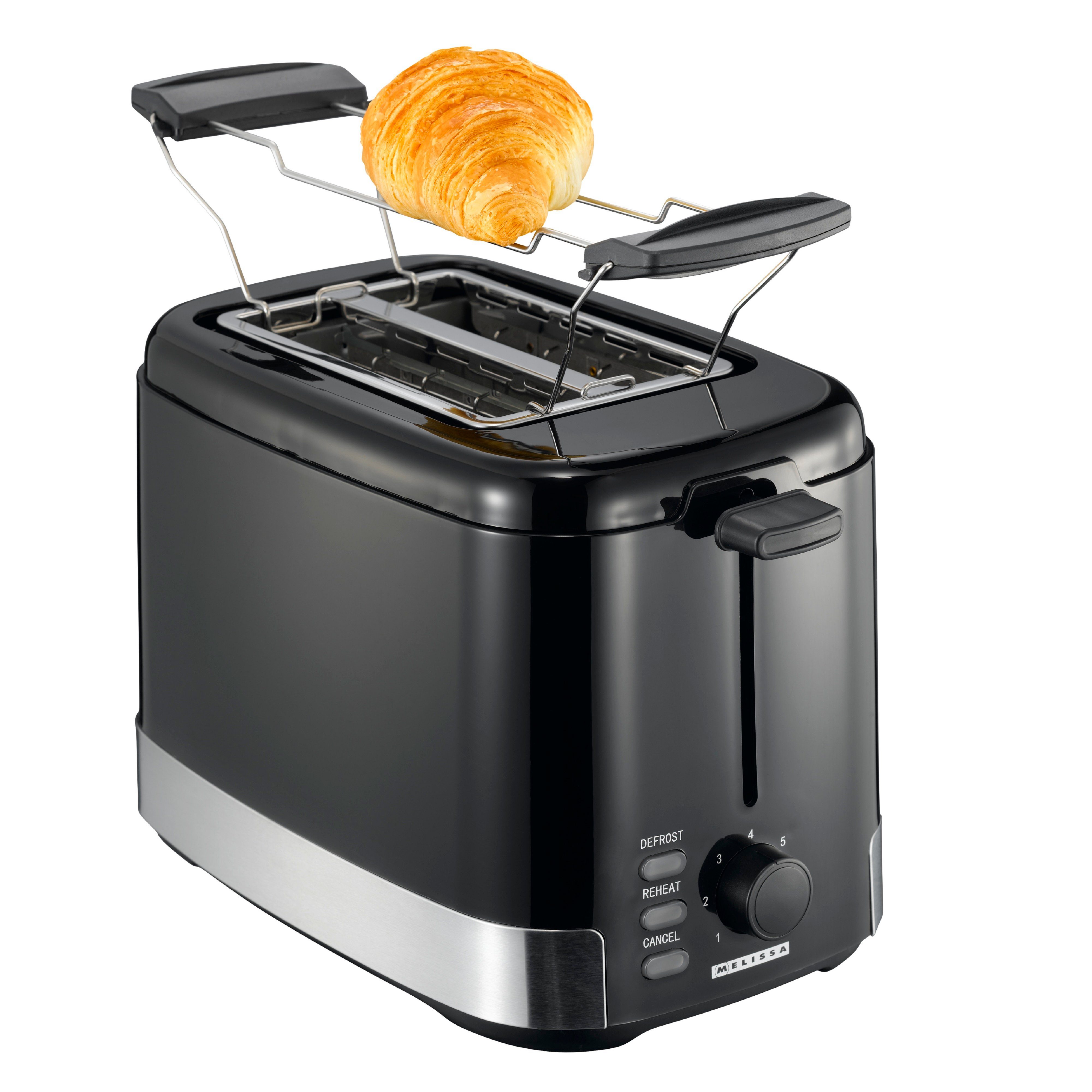 MELISSA Toaster 16140148, 2-Schlitz-Toaster, Design-Modell,800W,große Röstfläche inkl. Krümelschublade,Timer