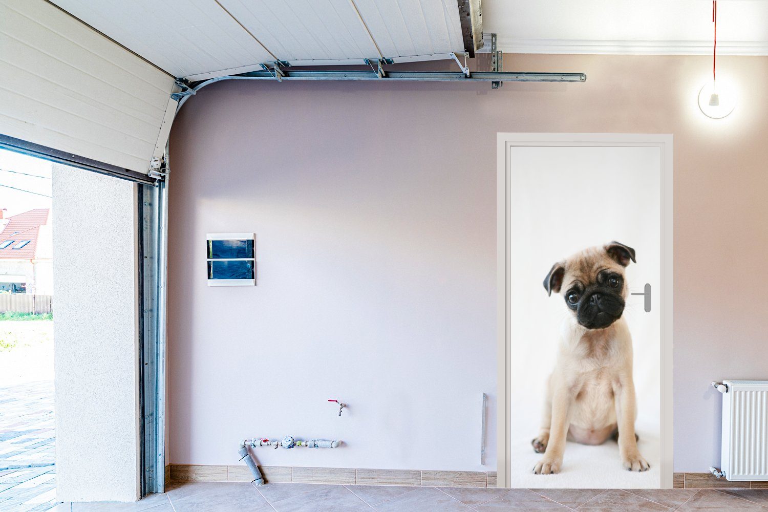 Porträt, - für Türaufkleber, bedruckt, Fototapete - Türtapete Matt, Hund (1 MuchoWow Tür, St), Haustiere 75x205 cm