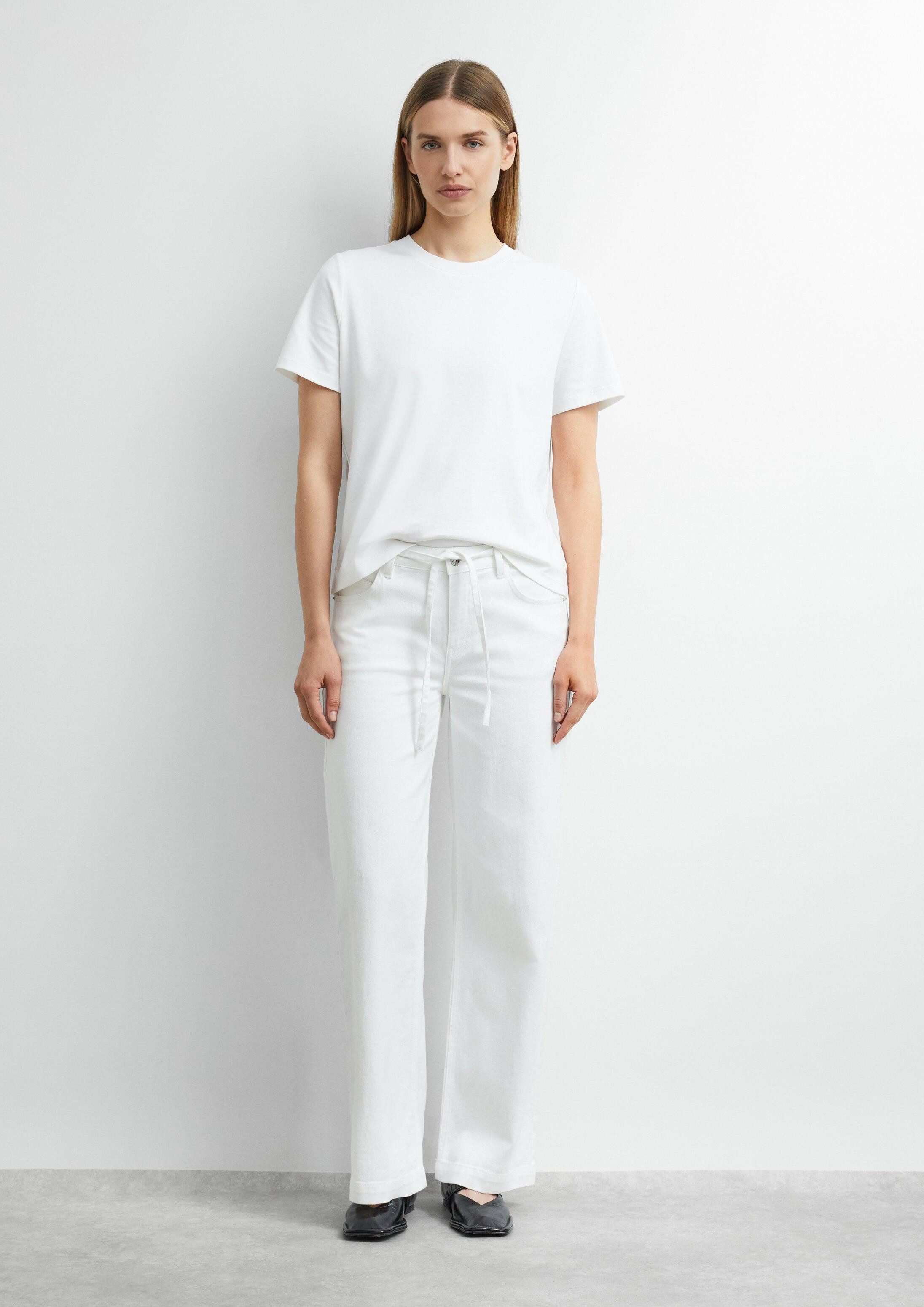 comma Weite Jeans Jeans-Hose ANNA - Denim mit Wide Leg und Gürtel-Detail