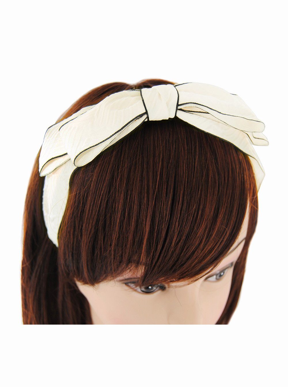 5 Doppel cm, Haarreif cm Haarreif mit große Damen Haarband axy Haareifen x 17 Schleife Vintage Cremeweiss