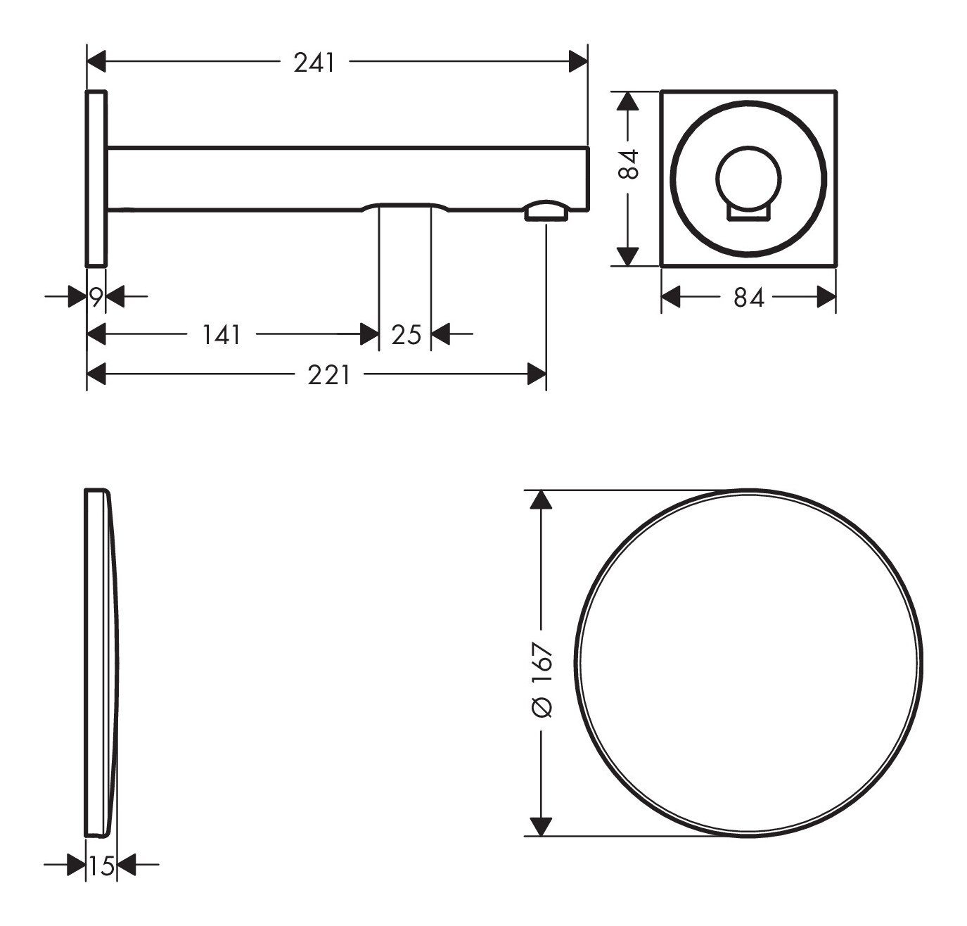 Thumbnail - hansgrohe Unterputzarmatur Axor Uno Elektronik-Waschtischmischer Unterputz Ausladung 221 mm - Chrom