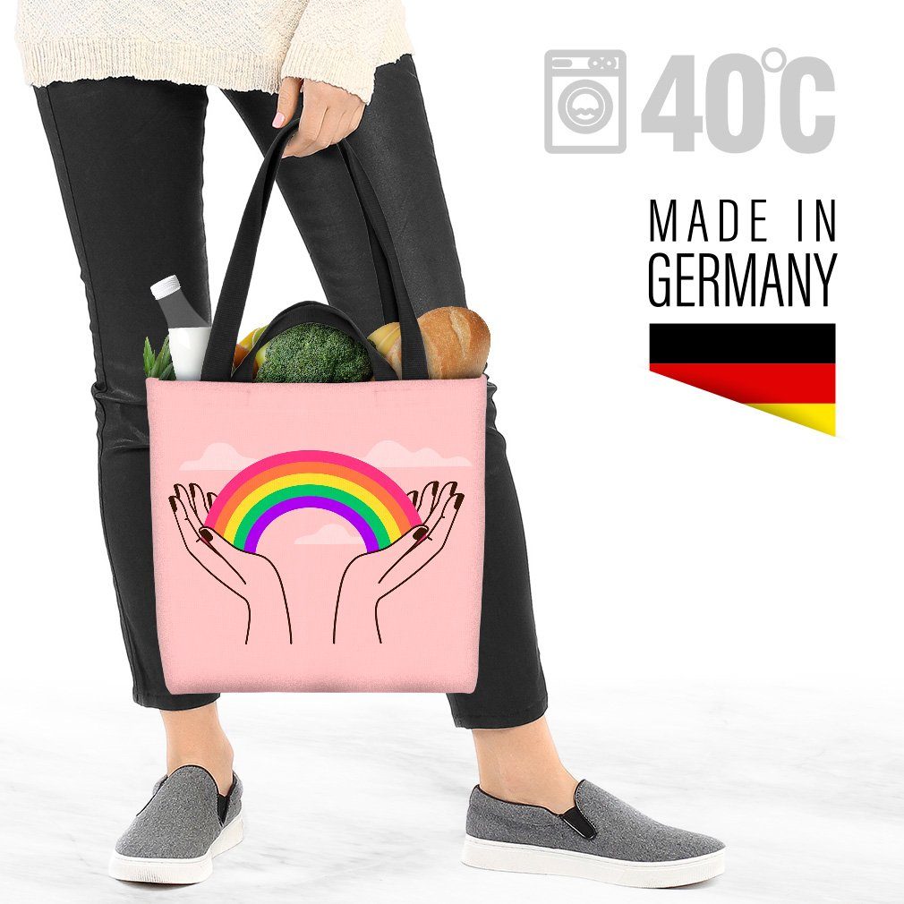 VOID Henkeltasche (1-tlg), Regebogen Hände pride Verbinden pa flag Partnerschaft Farben Gay Hand