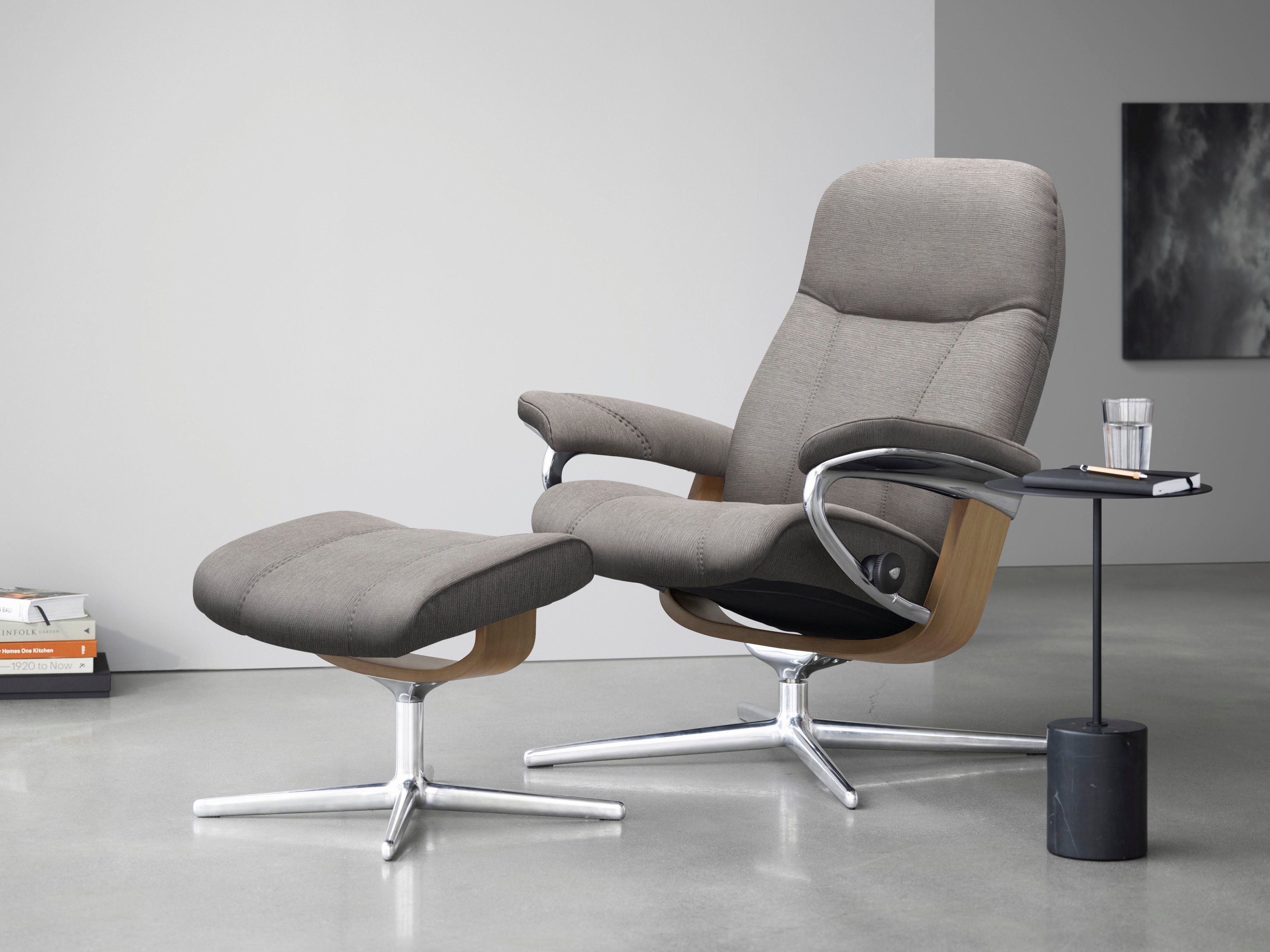 Stressless® Relaxsessel Consul M Eiche Holzakzent mit L, (Set, Relaxsessel Größe & mit S, Cross Hocker, Hocker), mit Base