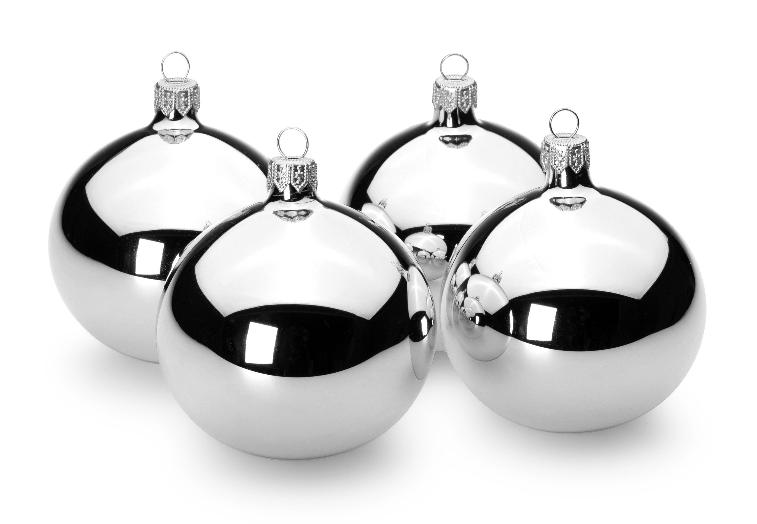 Silberne Glas Weihnachtskugeln » Glas Silber Christbaumkugeln