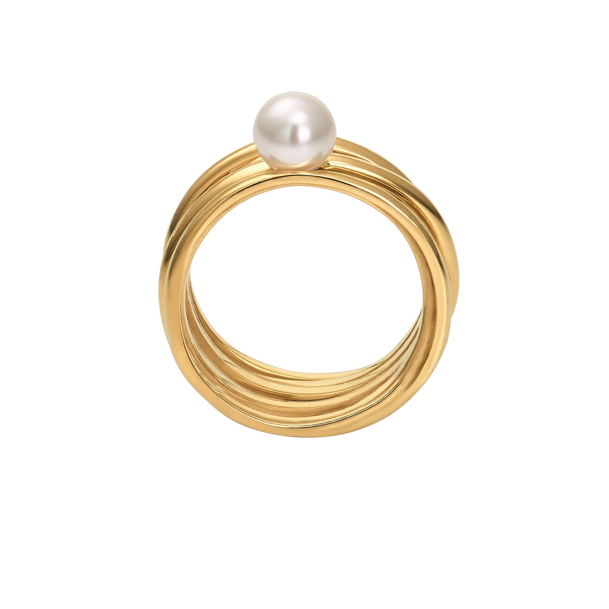 Perle weiß (Ring, farbig Serpens Heideman oder goldfarben inkl. mit Fingerring Geschenkverpackung), in 1-tlg.,