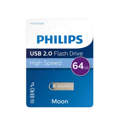 Philips FM64FD160B/00 USB-Stick (USB 2.0, Lesegeschwindigkeit 35,00 MB/s, Space Silver®, 64 GB, Aluminiumgehäuse)
