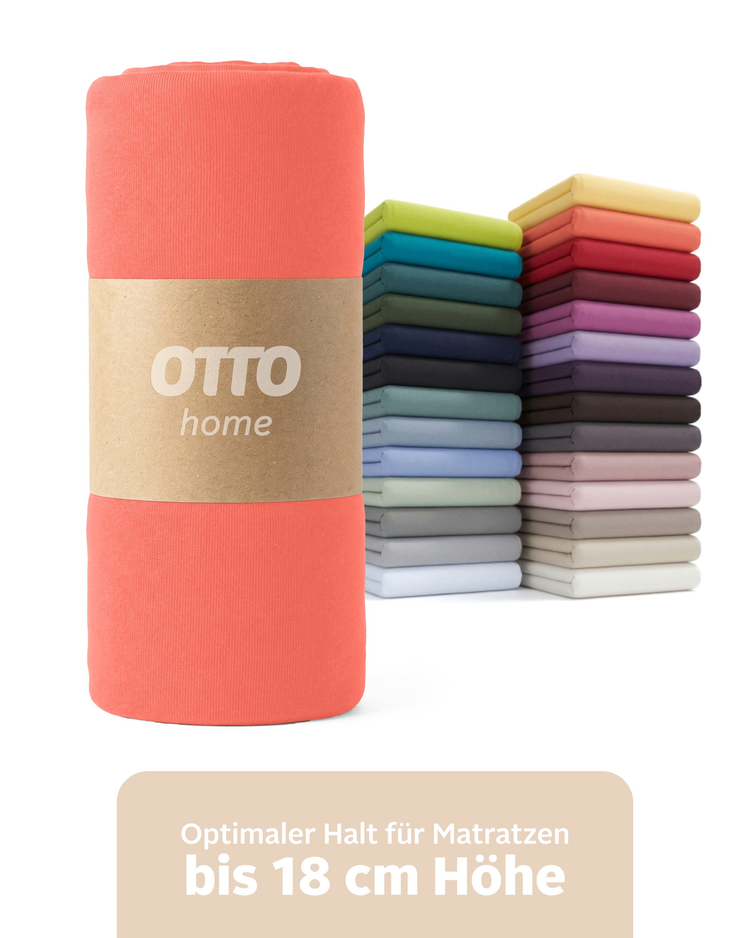 OTTO home Spannbettlaken Physalis Basic und PREMIUM Qualität, 100% Baumwolle, Jersey und Biber, Jersey (110 g/m), Gummizug: rundum, (2 Stück), Bettlaken für Matratzen bis 18 cm Höhe, Spannbetttuch, Laken