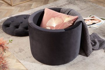 riess-ambiente Hocker MODERN BAROCK 50cm schwarz, Wohnzimmer · Samt · mit Stauraum · Aufbewahrungkorb