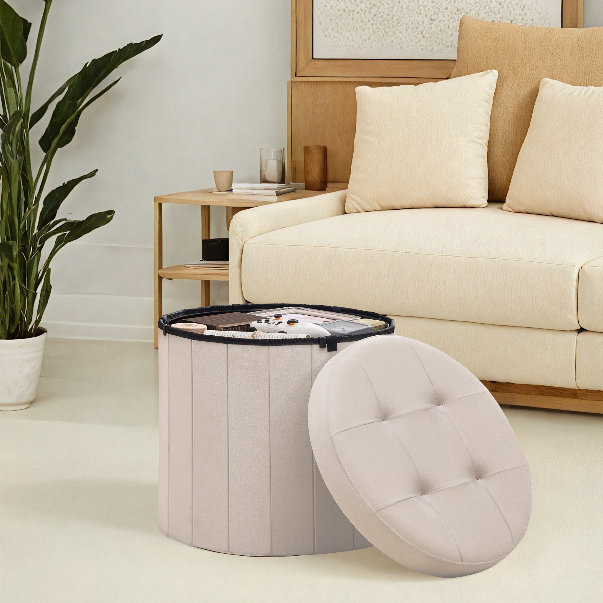 SONGMICS Sitzhocker, Fußhocker mit Stauraum, faltbarer günstig online kaufen
