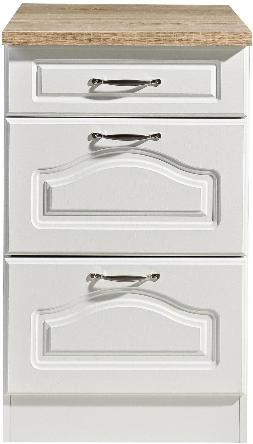 wiho Küchen Unterschrank Linz 50 cm breit, mit 2 großen Auszügen, in Landhaus-Optik – Bild 2 von 4