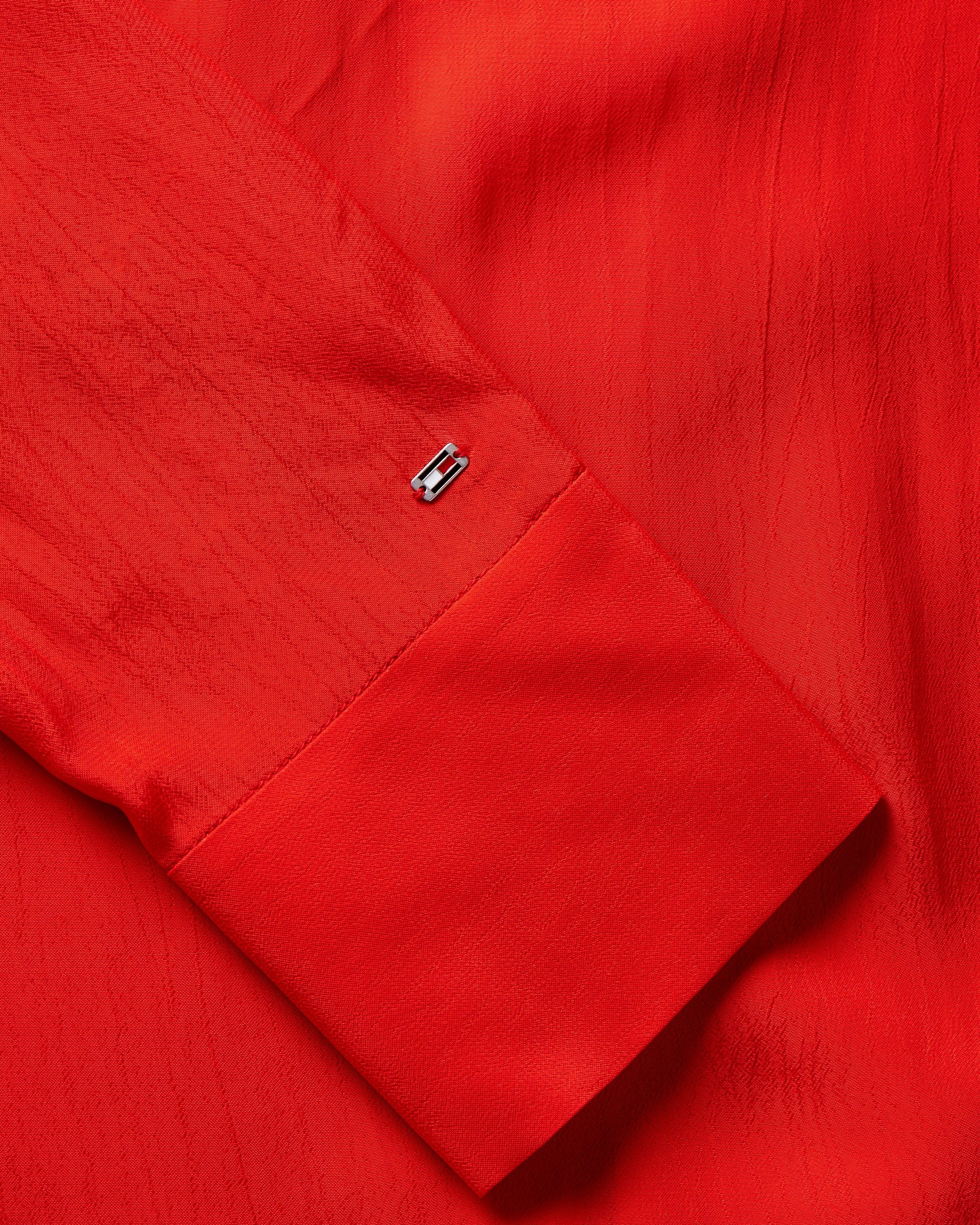 Tommy Hilfiger Blusenkleid DRESS KNEE Logopatch Fierce_Red FLUID CREPE VISCOSE mit