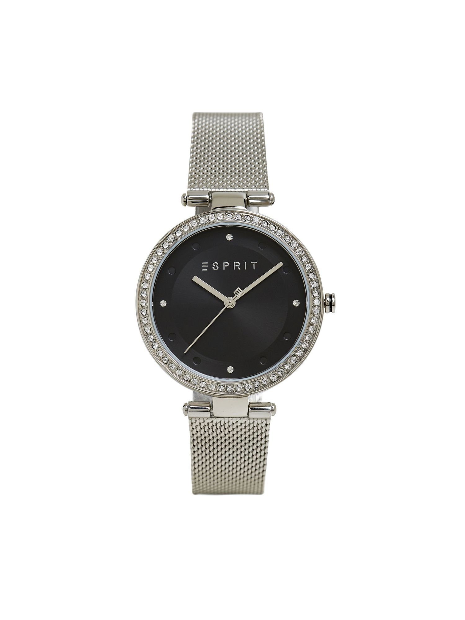 Zirkonia Mesh-Armband Edelstahl-Uhr Esprit und Quarzuhr mit