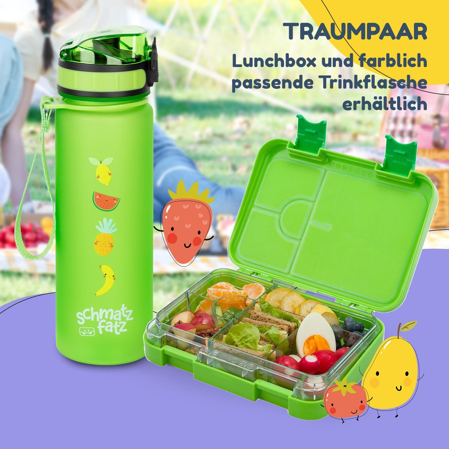 junior Klarstein Grün Kunststoff schmatzfatz Lunchbox, Frischhaltedose