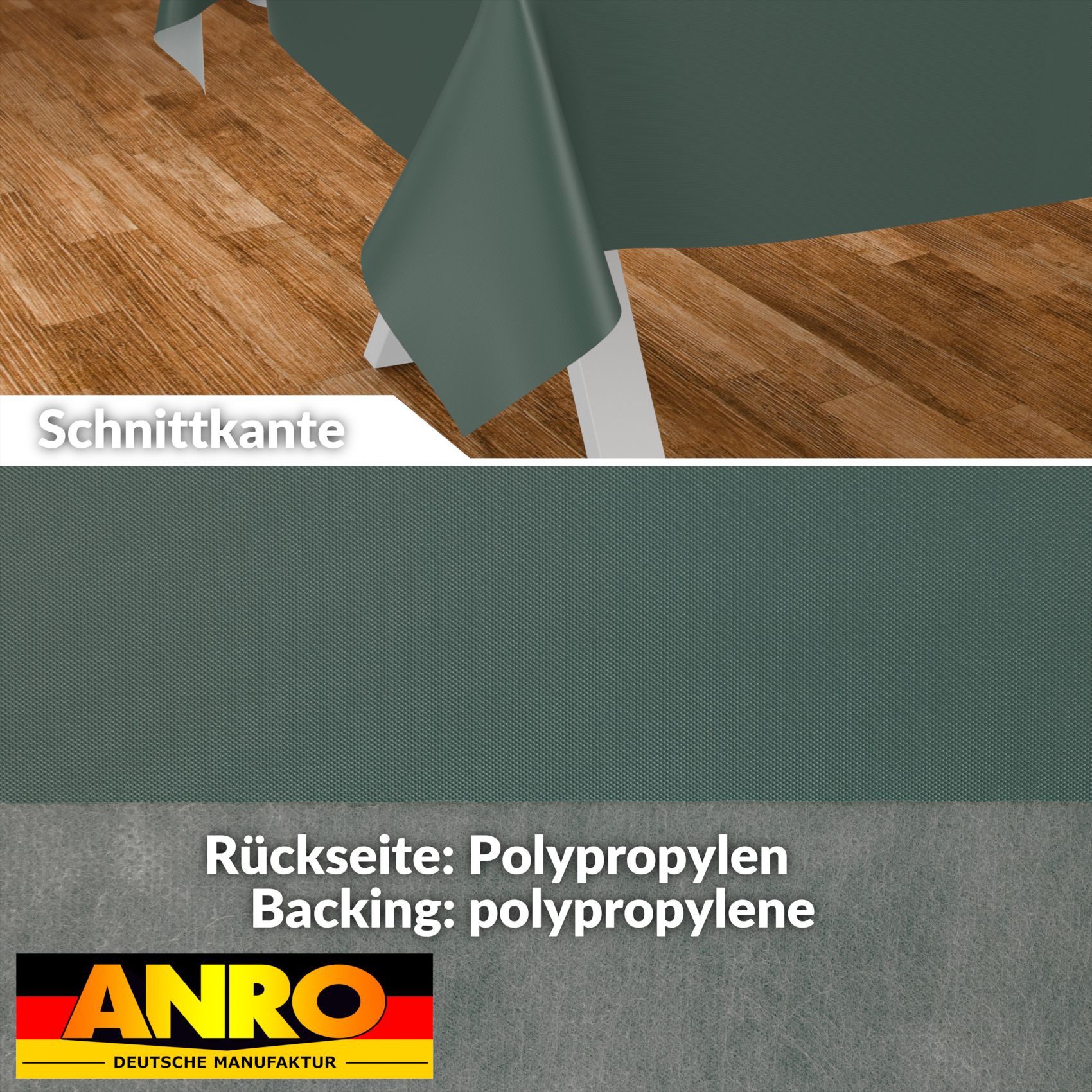 ANRO Tischdecke Wachstuchtischdecke abwaschbar UNI auch als Gartentischdecke (Einzelstück 1-tlg), wasserabweisend pflegeleicht Textil-Optik Grün 100x140cm