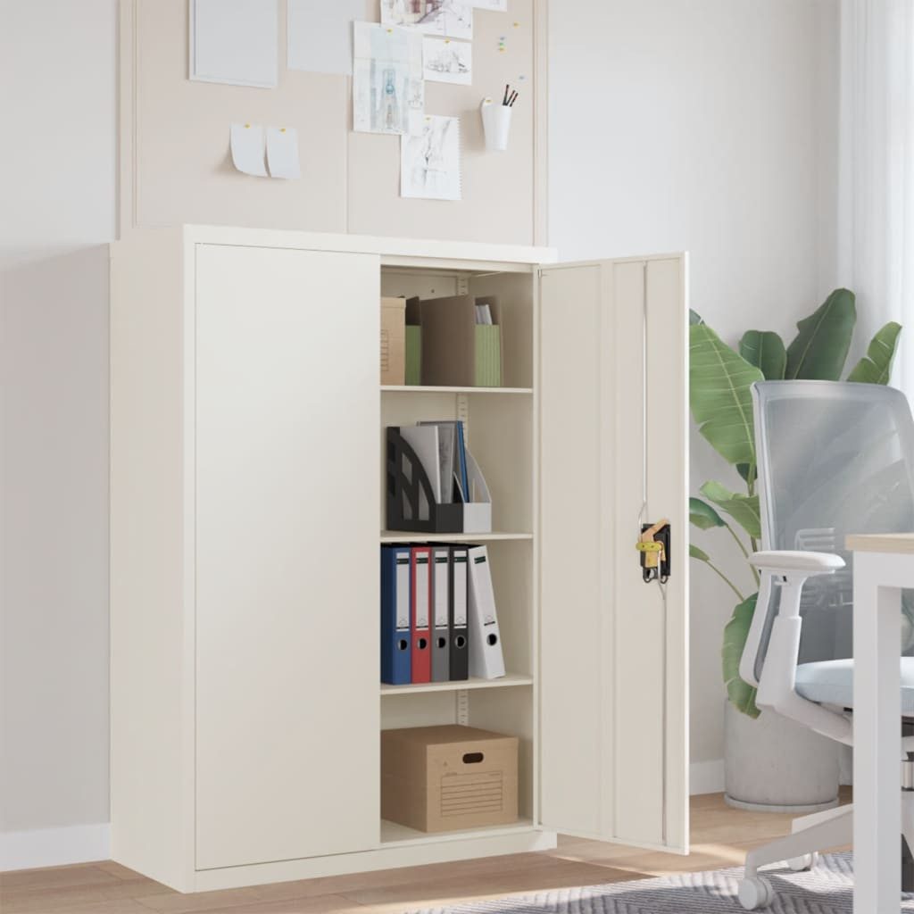 Aktenschrank Weiß 90 x 40 x 140 cm aus pulverbeschichtetem Stahl