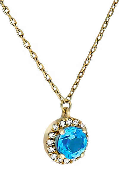 Firetti Kette mit Anhänger Schmuck Geschenk Gold 375 Halsschmuck Halskette Goldkette Ankerkette, mit Blautopas (beh) - mit Diamant