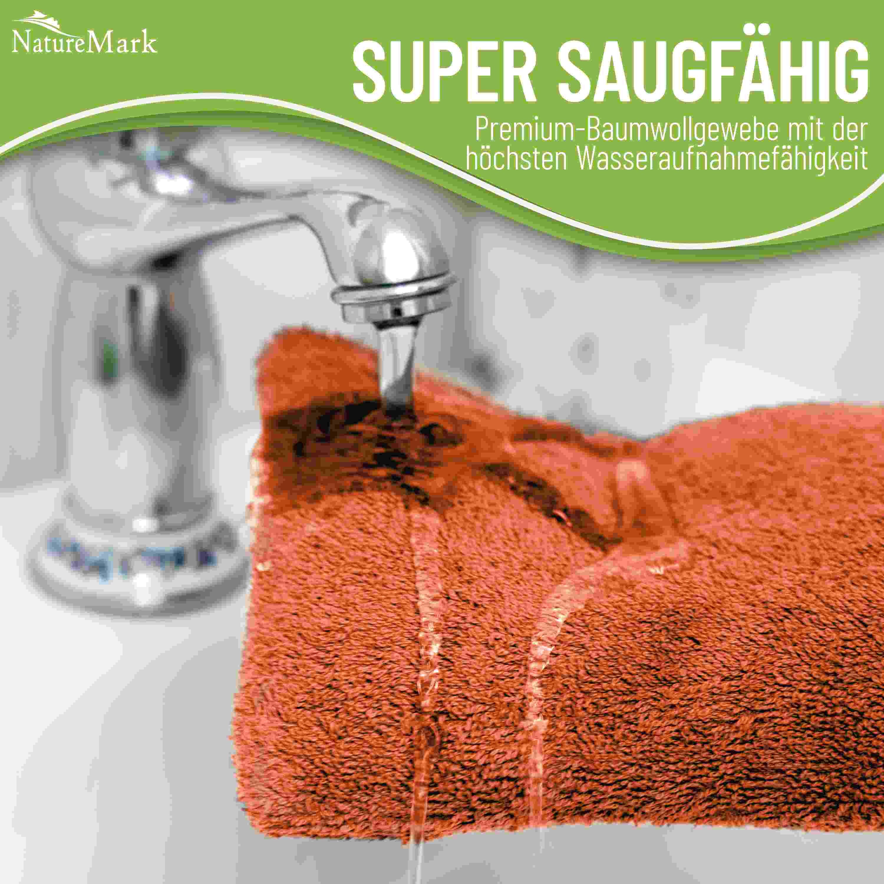 NatureMark Waschhandschuh 10er-Set Frottier Waschhandschuhe, 100% Baumwolle (10-St), Premium Frottier Waschhandschuhe, 15x21cm, Terrakotta