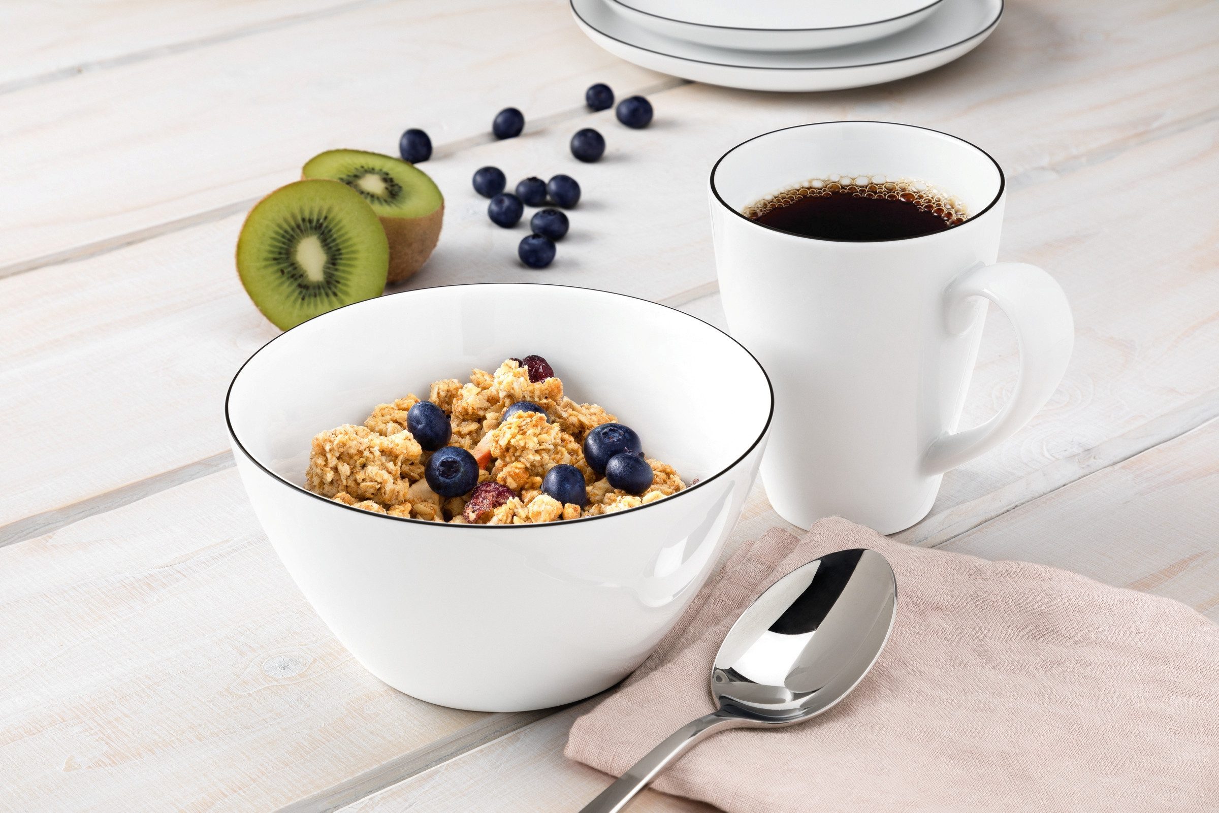 Seltmann Weiden Müslischale Lido Black Line, Porzellan, (1-tlg), Müslischale 15 cm