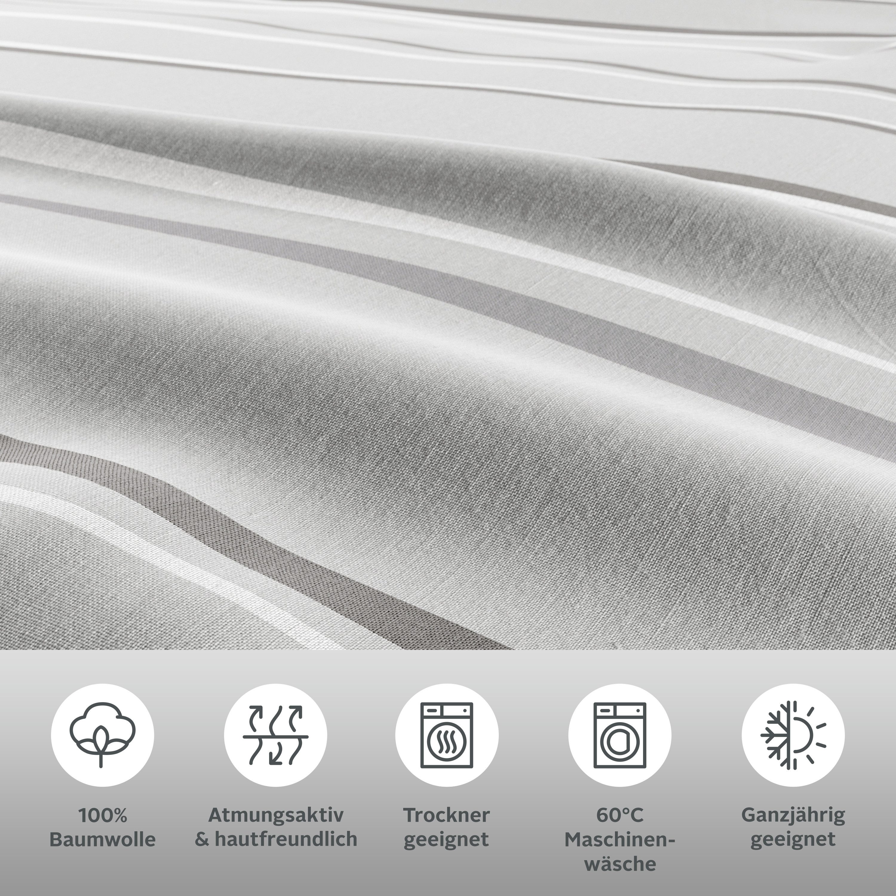 OTTO home Wendebettwäsche Alvara, Linon, 2 teilig, in Gr. 135x200 oder 155x220 cm, 100% Baumwolle, grafisches Motiv