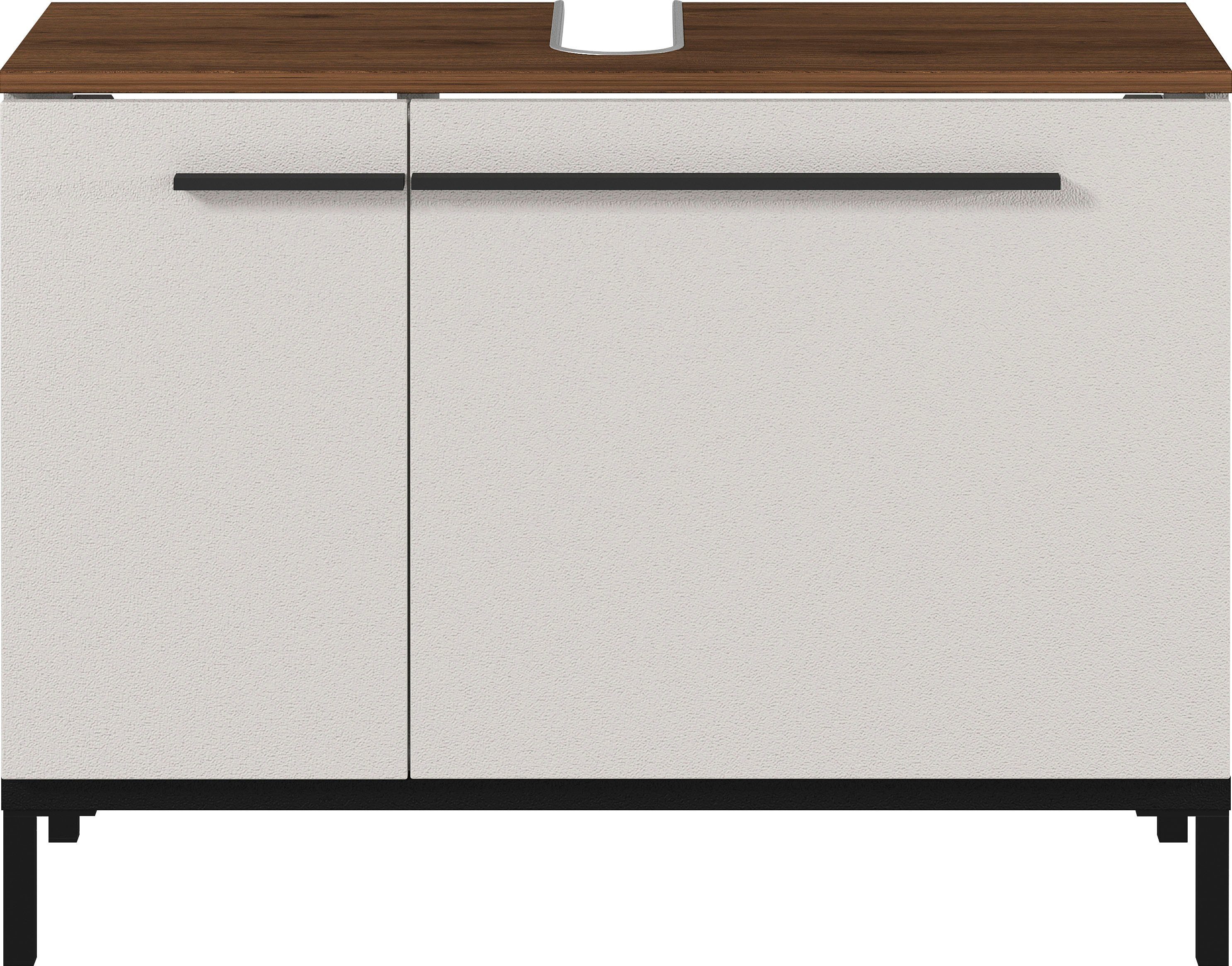 GERMANIA Waschbeckenunterschrank Yonkers Hochwertige ABS-Kanten, Griffe & hohe Füße aus Metall, Breite 80 cm – Bild 4 von 5