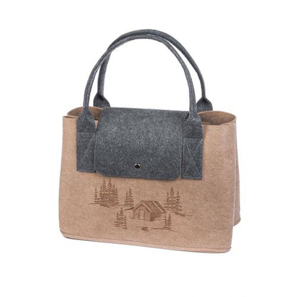 GILDE Einkaufsshopper Filztasche beige Waldhütte