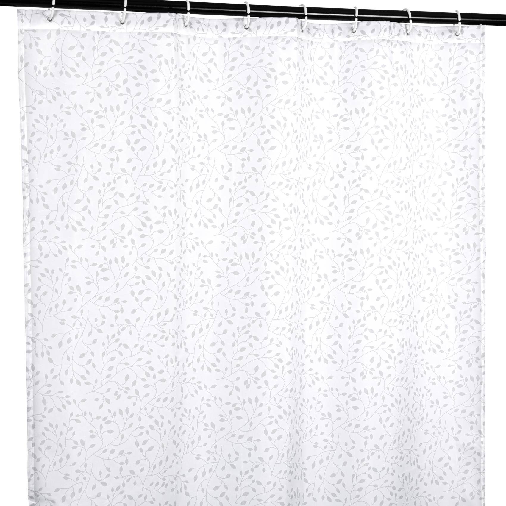 ANRO Duschvorhang FASTY Blätter Zweig Anti-Schimmel Polyester Badewanne Vorhang Breite 120 cm (Packung, 1-tlg., Duschvorhang inkl. Aufhängeringe), robuster Vorhang Stangenaufhängung 120x200cm Blätterornament Grau