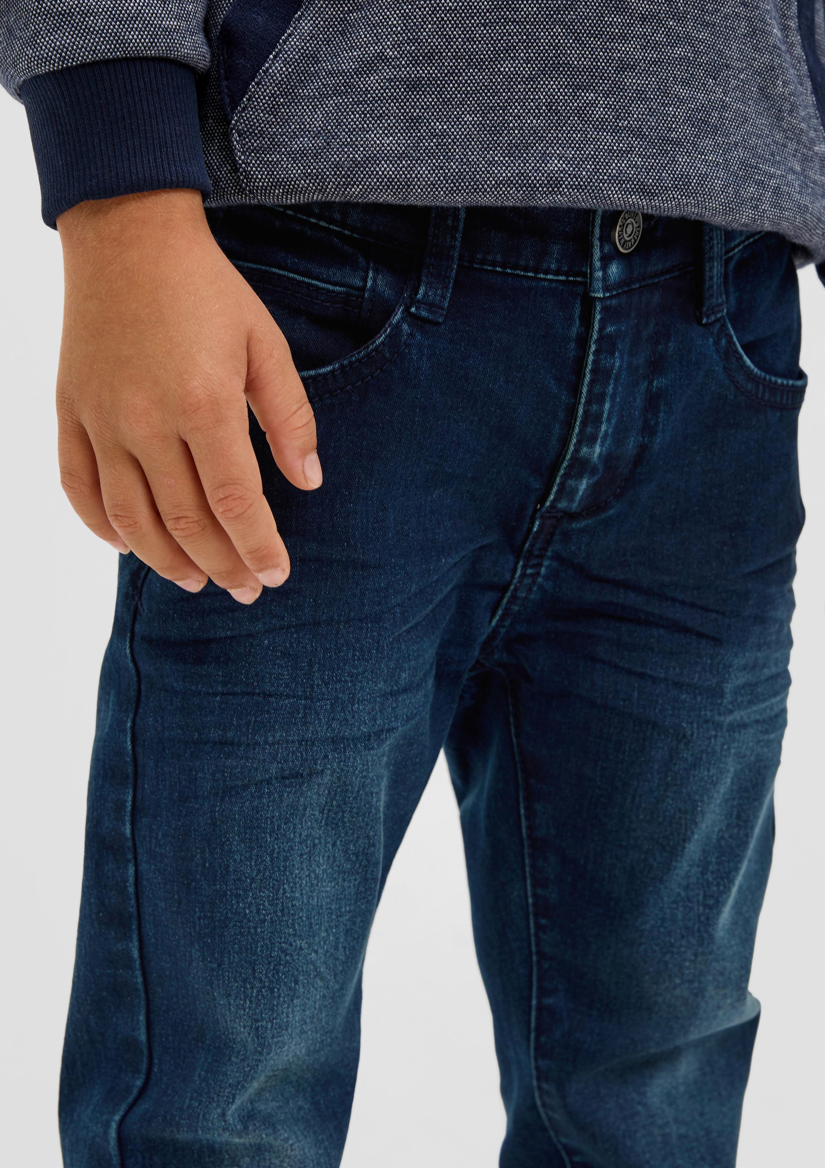 Leg Waschung / Jeans / / s.Oliver / Used-Look Rise Mid 5-Pocket-Jeans Fit Regular Straight Pelle Kontrastnähte,