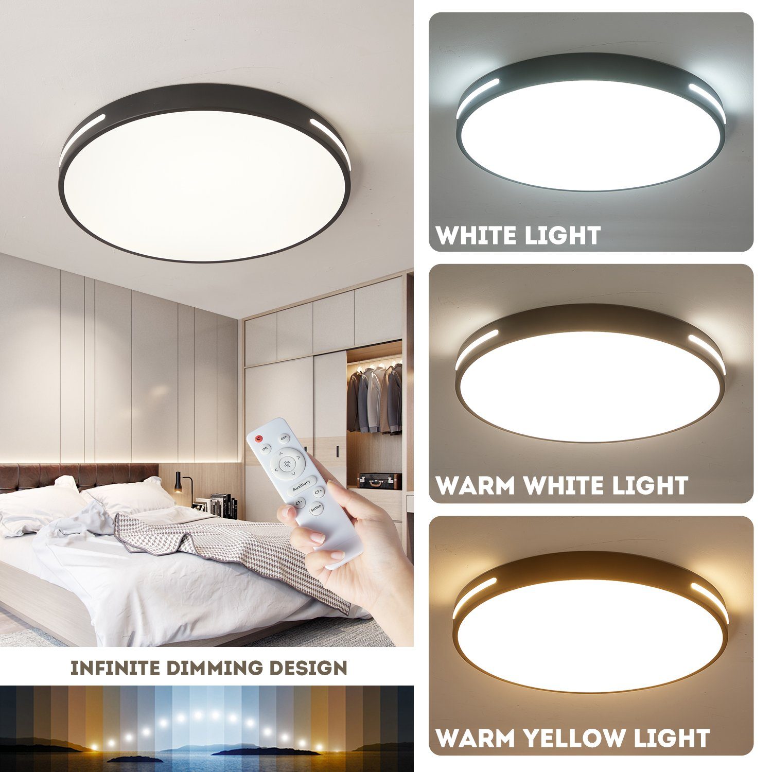 style home Deckenleuchte LED Deckenlampe dimmbar mit Fernbedienung, 96W-Sch günstig online kaufen