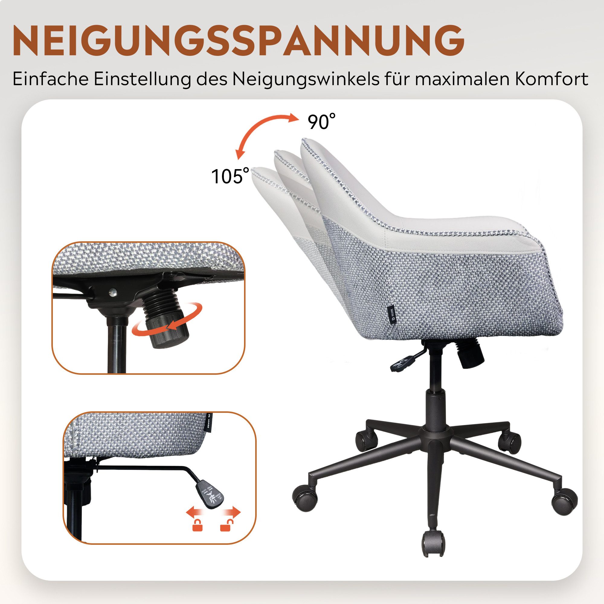 DEVAISE Bürostuhl Schreibtischstuhl mit Rollen, Höhenverstellbarer günstig online kaufen