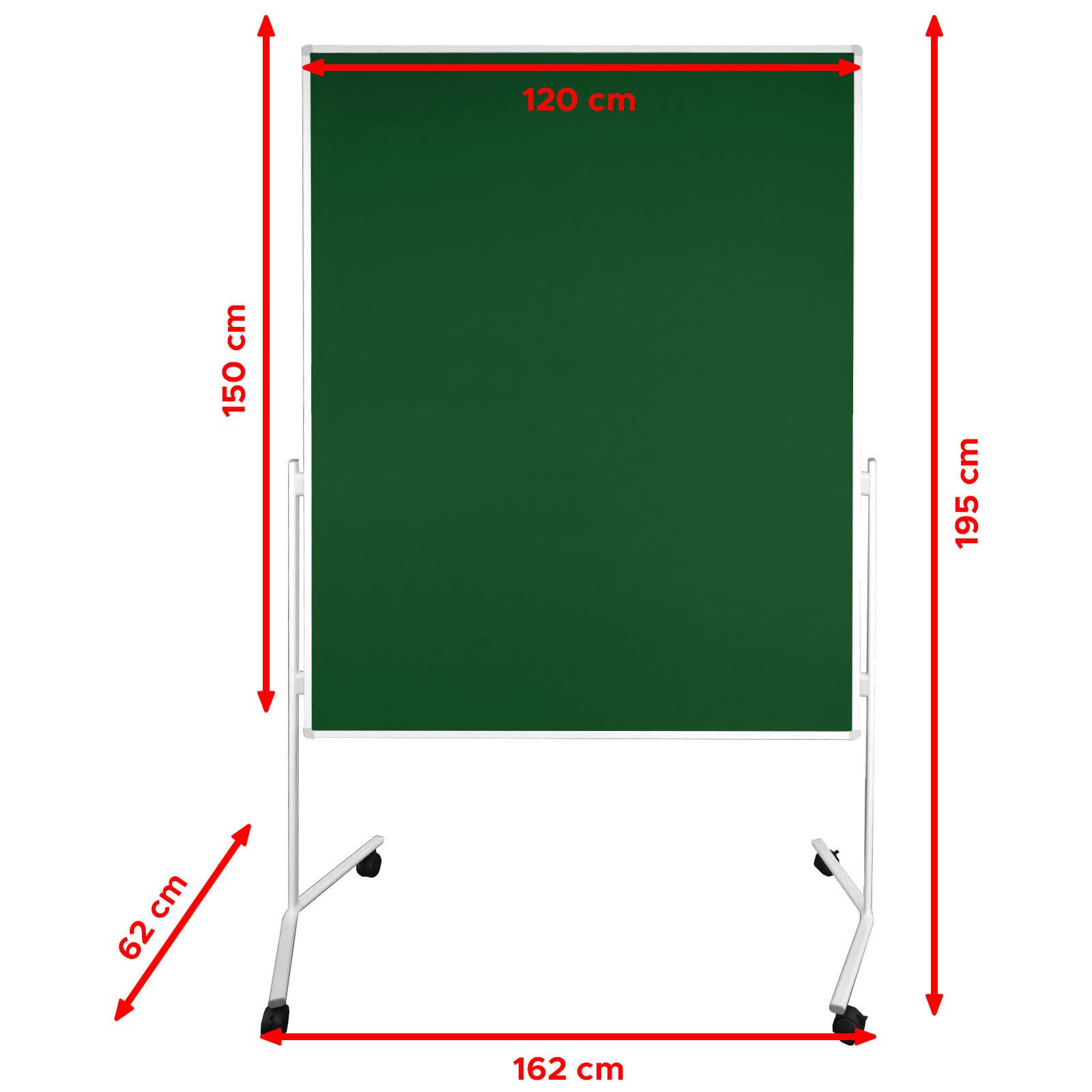 Viscom Standtafel UP - einteilige Moderationstafel - beidseitig nutzbar, Metaplanwand mit Filz- oder Whiteboard-Oberfläche - mobil dank Rollen