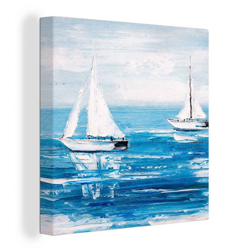 OneMillionCanvasses® Gemälde Malerei - Ölfarbe - Boot - Wasser, (1 St), Leinwand Bilder für Wohnzimmer Schlafzimmer
