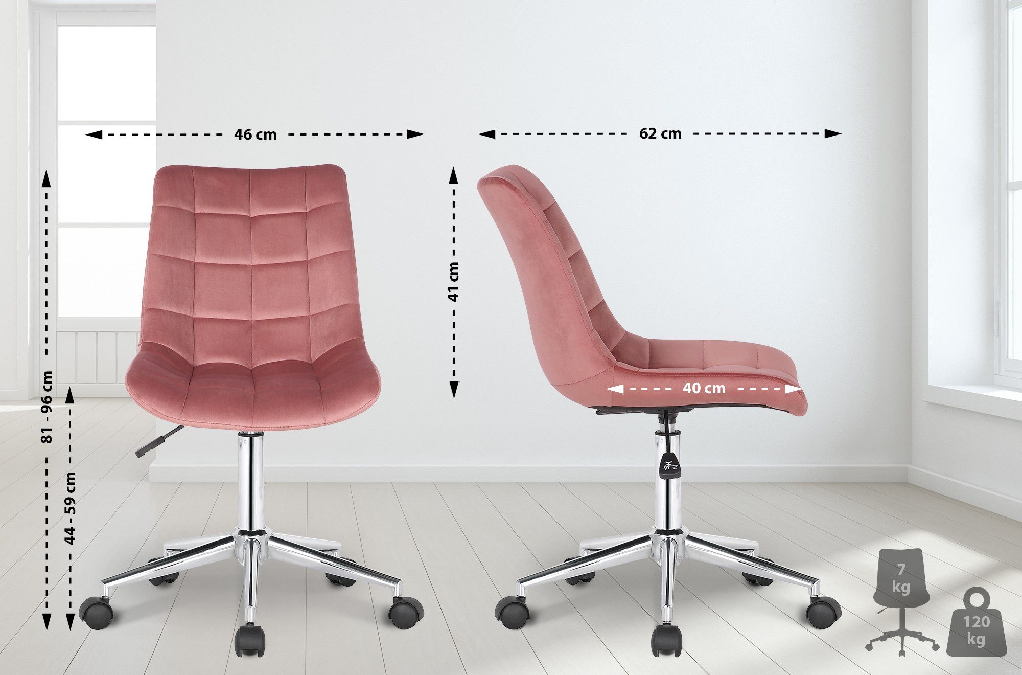 CLP Schreibtischstuhl Medford, dreh- & stufenlos verstellbar, Samt günstig online kaufen