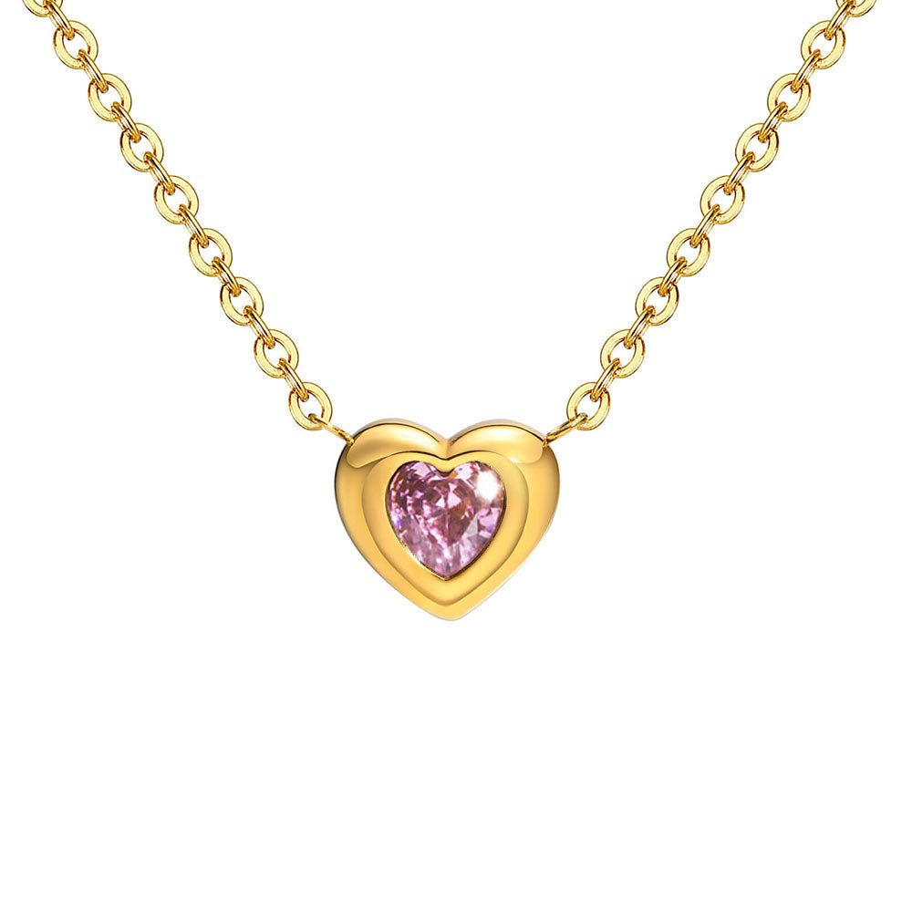 Herzkette Herz Kette gold: Kristall Halskette aus Edelstahl