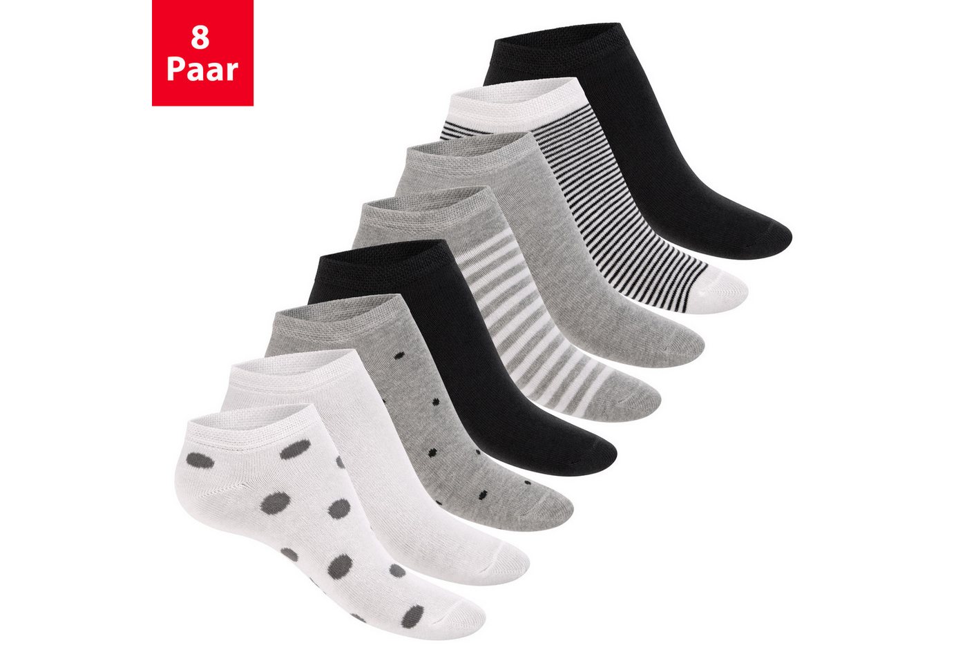 Footstar Sneakersocken Süße Damen Sneaker Socken (8 Paar) Kurze Söckchen mit Muster (8-Paar)