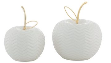 Leonique Dekokugel Apfel mit Struktur (Set, 2 St), aus Keramik, Blatt und Stiel aus Metall