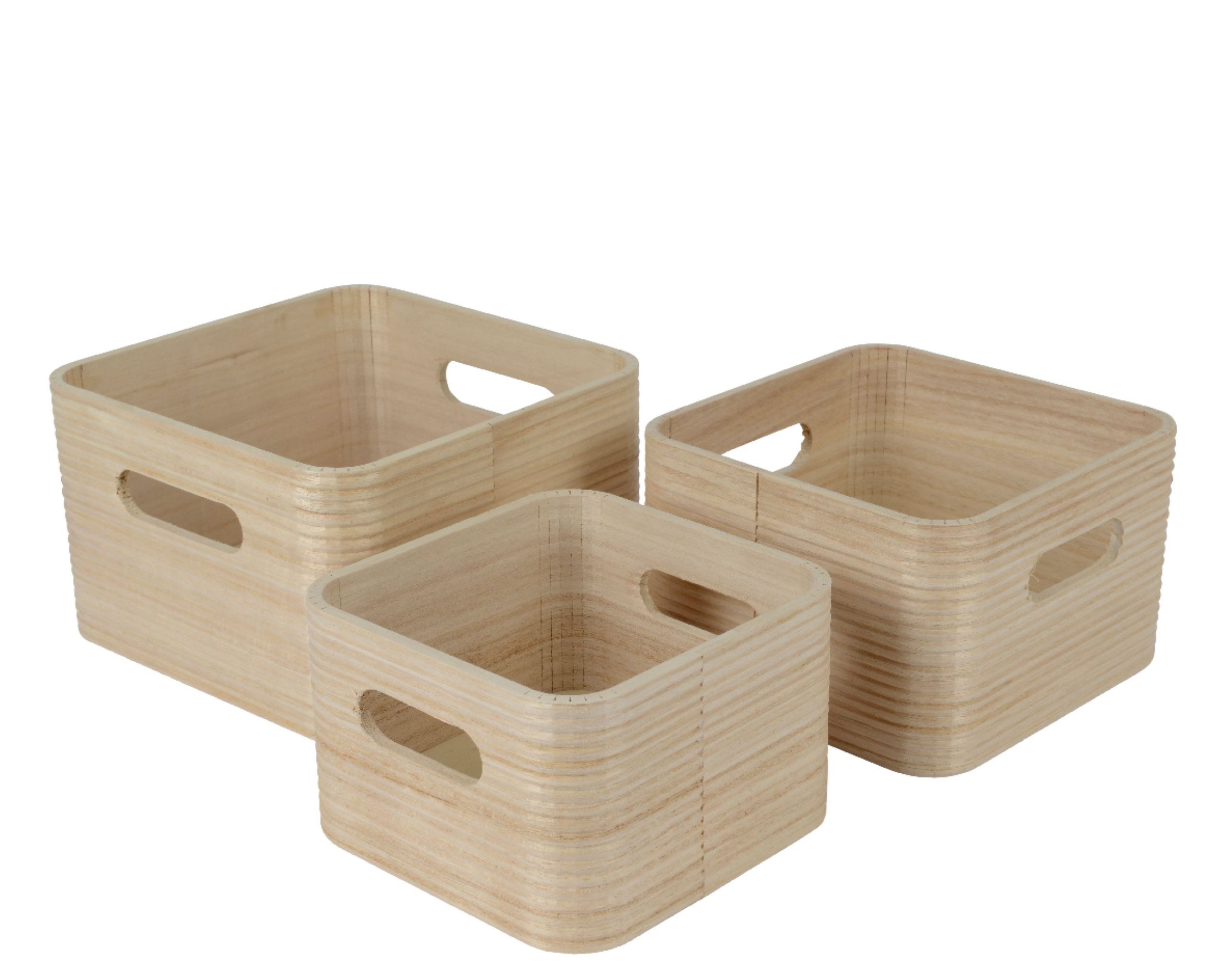 Kaemingk Dekokiste, Aufbewahrungsbox 9-11cm Holz 3er Set Natur / Braun