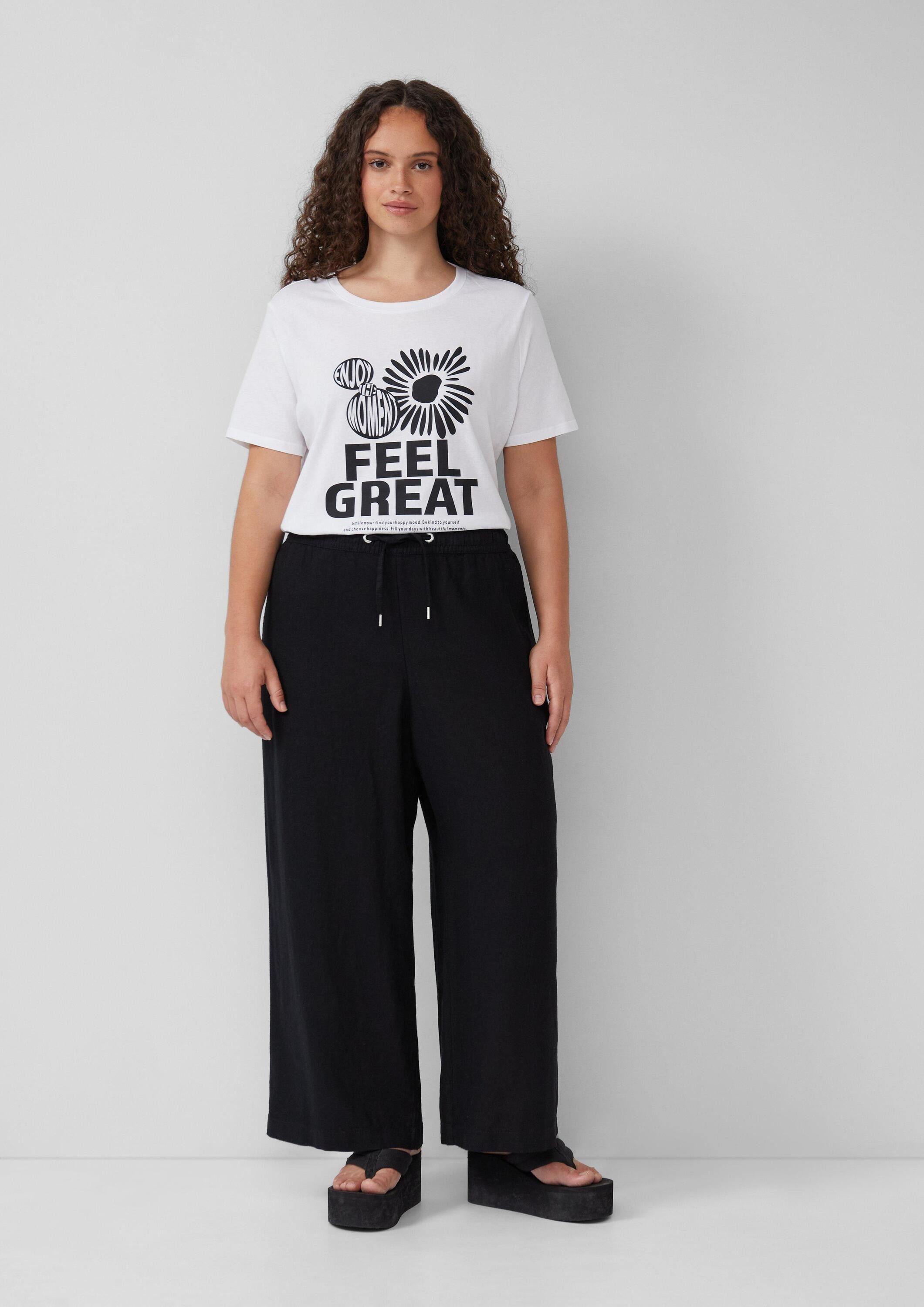 QS Chinos Hose Wide Leg-Hose aus Leinenmix günstig online kaufen