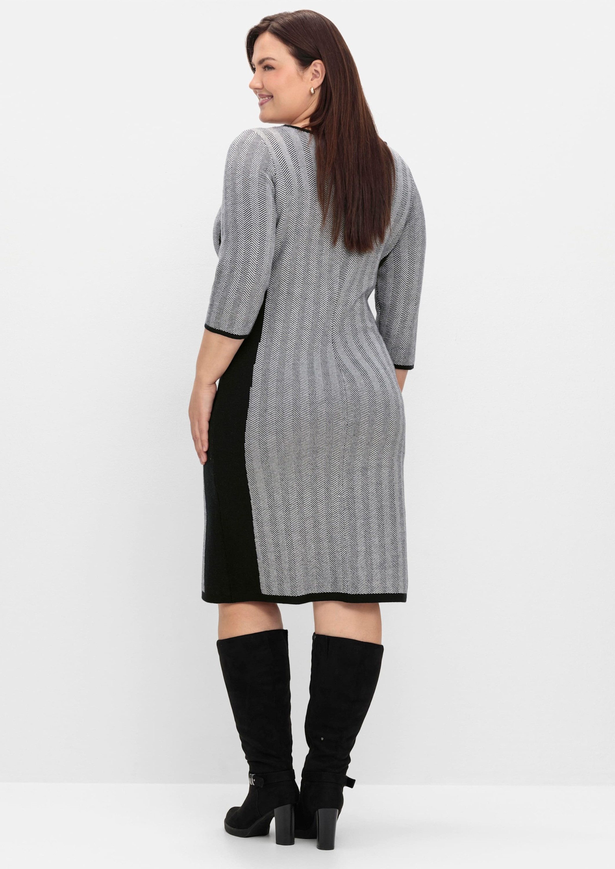 Sheego Strickkleid Strickkleid 3/4-Arm