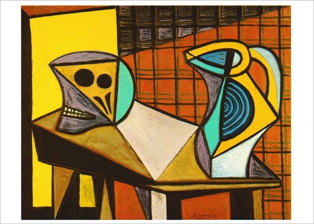 Postkarte Kunstkarte Pablo Picasso "Stilleben mit Schädel und Tonkrug"