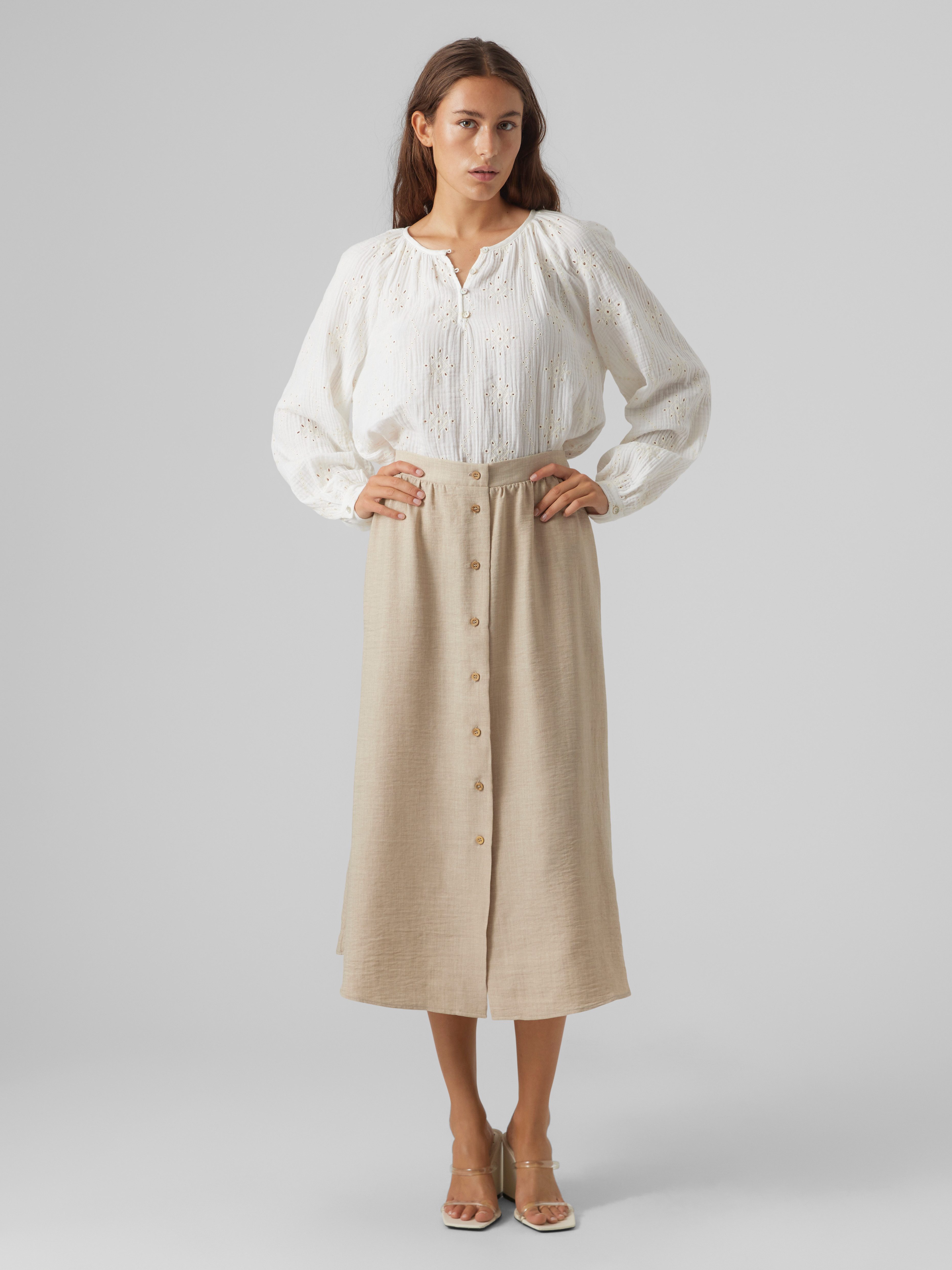 Vero Moda Maxirock VMMELANEY HW BUTTON CALF SKIRT WVN NOOS