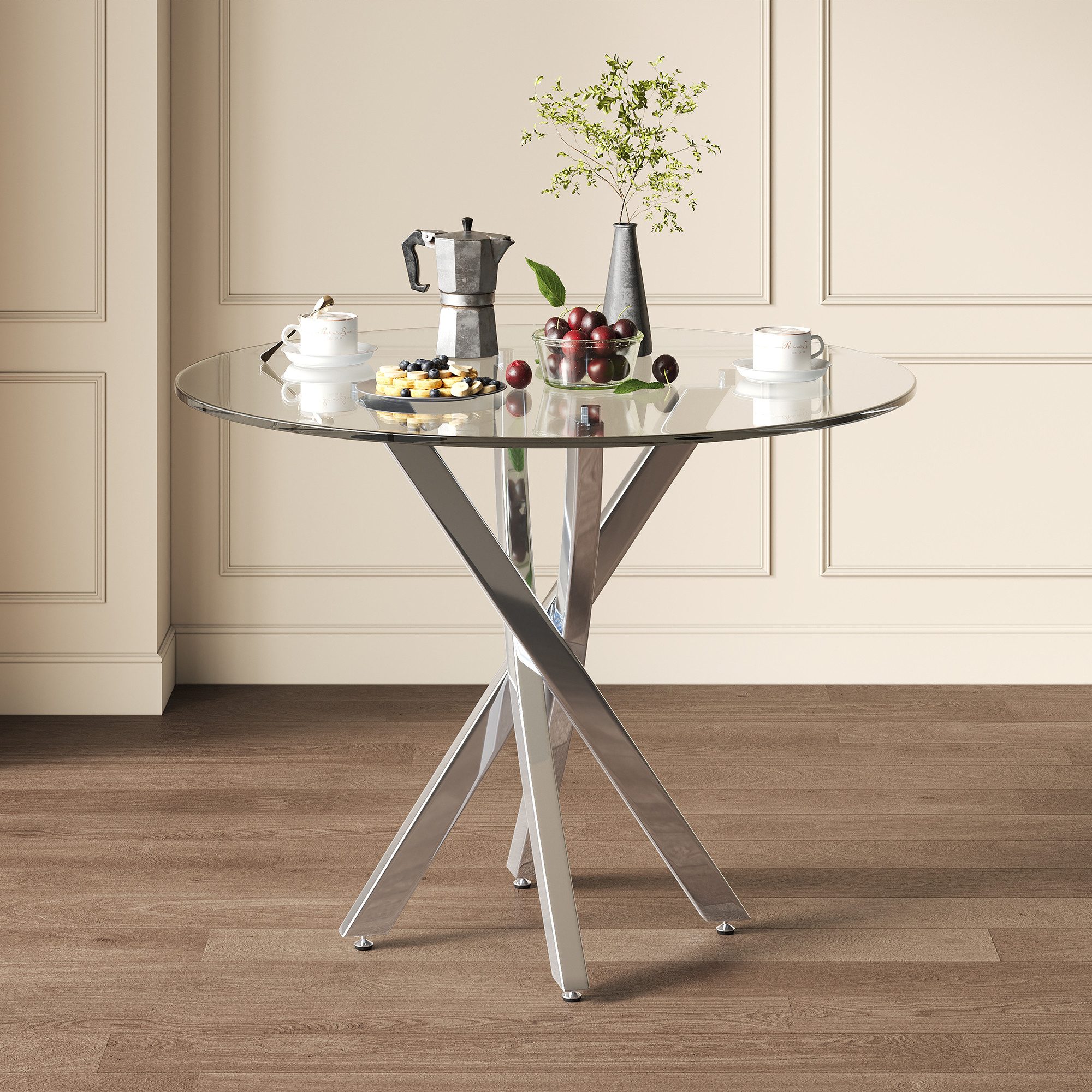 Flieks Esstisch Glastisch 80x75 cm (galvanisierte günstig online kaufen