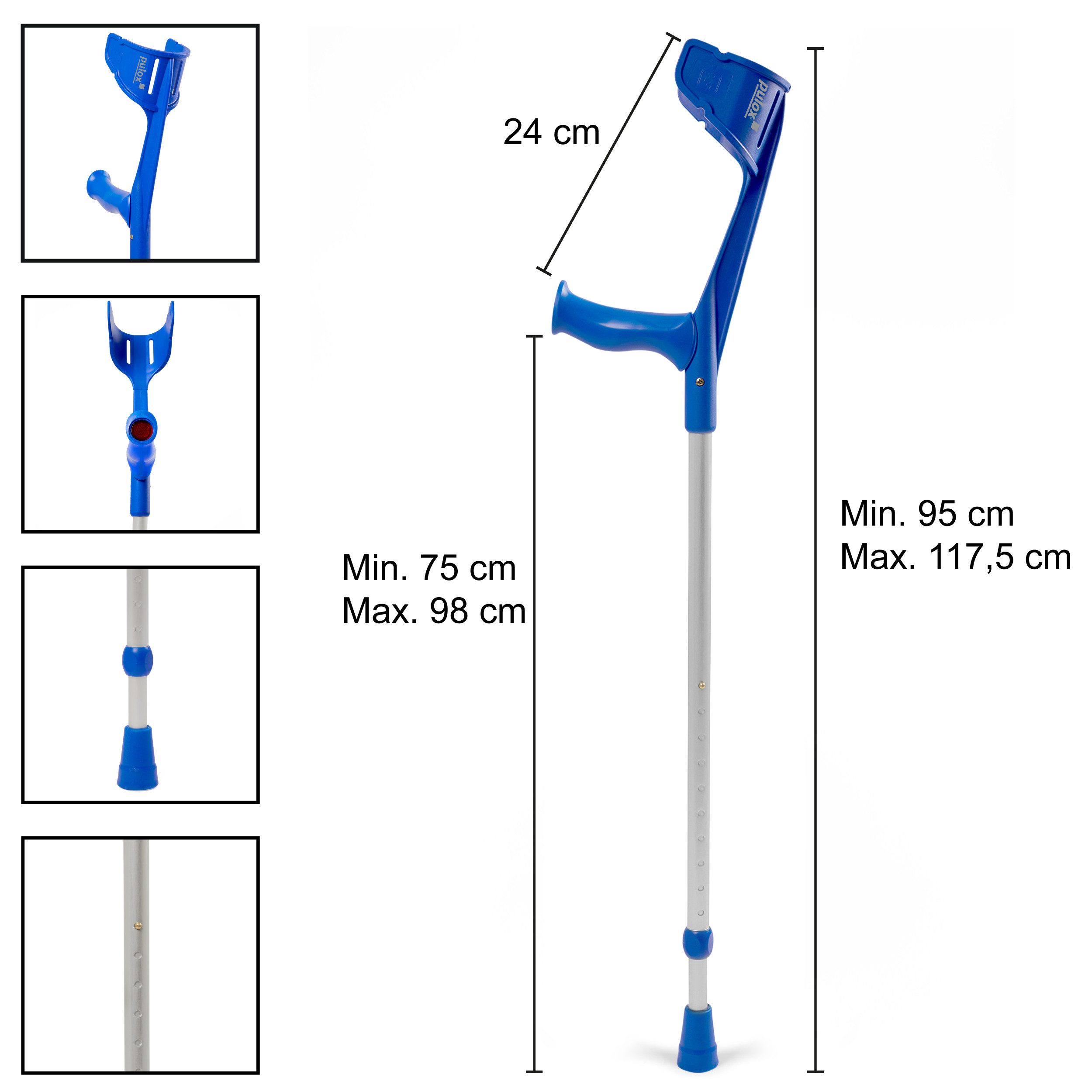 pulox Unterarmkrücke "Magic-Soft" Krücken-Paar (2 Stk) von Rebotec - Enzianblau, 2-tlg.