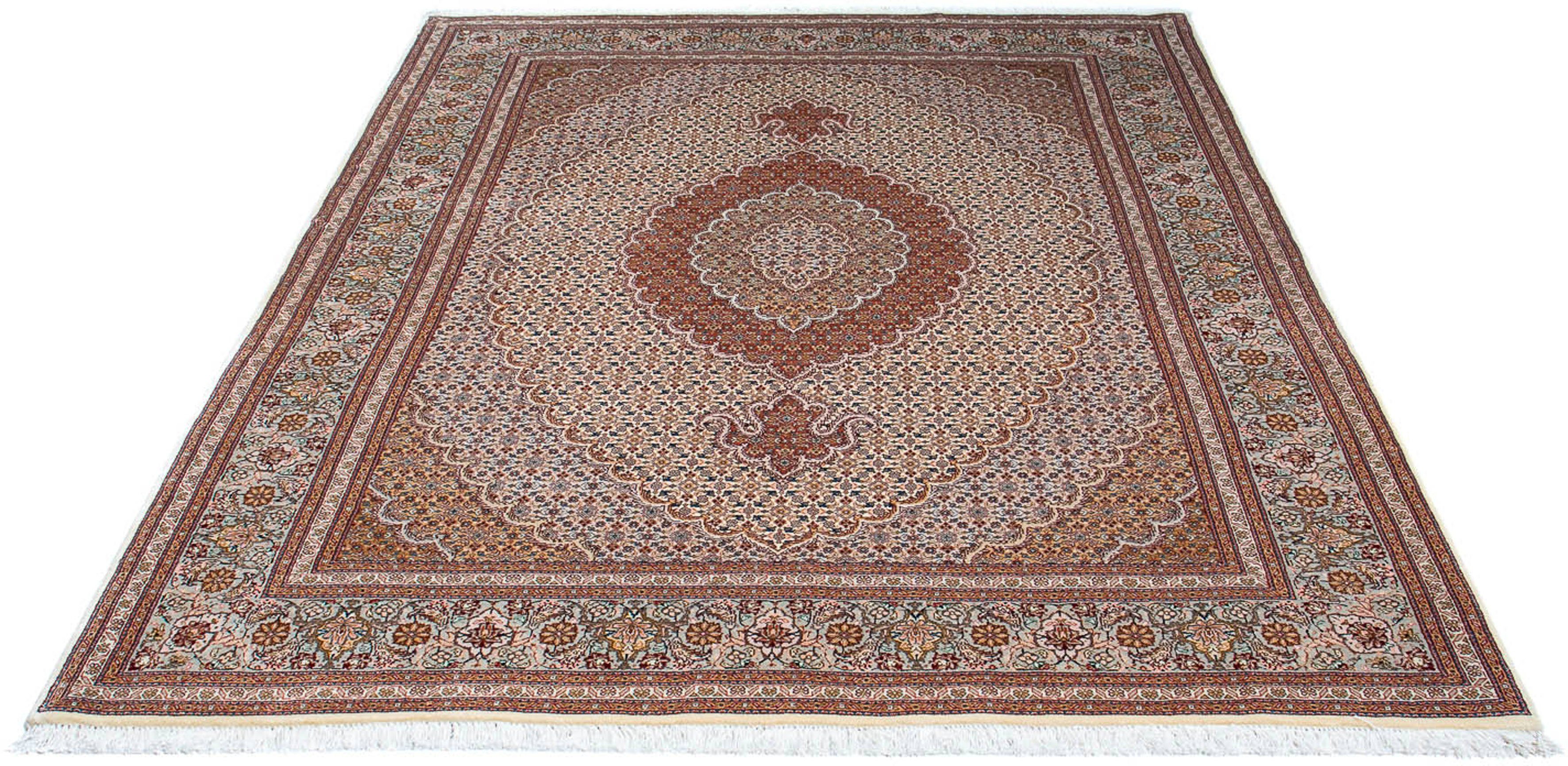 Orientteppich Perser - Täbriz - 202 x 150 cm - hellbraun, morgenland, rechteckig, Höhe: 10 mm, Wohnzimmer, Handgeknüpft, Einzelstück mit Zertifikat