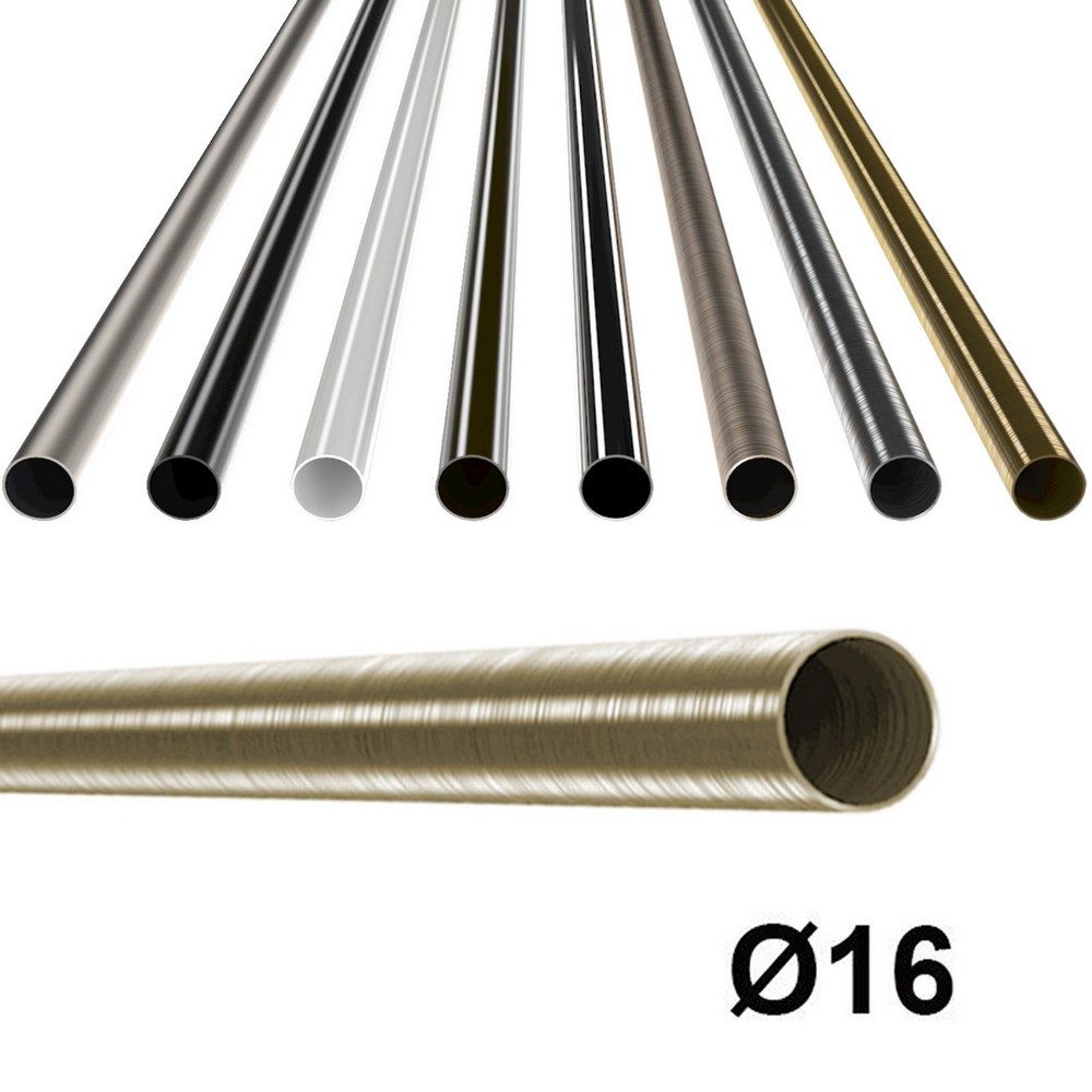 MDEKOR Gardinenstange Gardinenrohr aus Metall – Stahlrohr für Stangen Ø 16, 19 & 25 mm, Ø 16 mm Antik Gold, Länge 120 cm