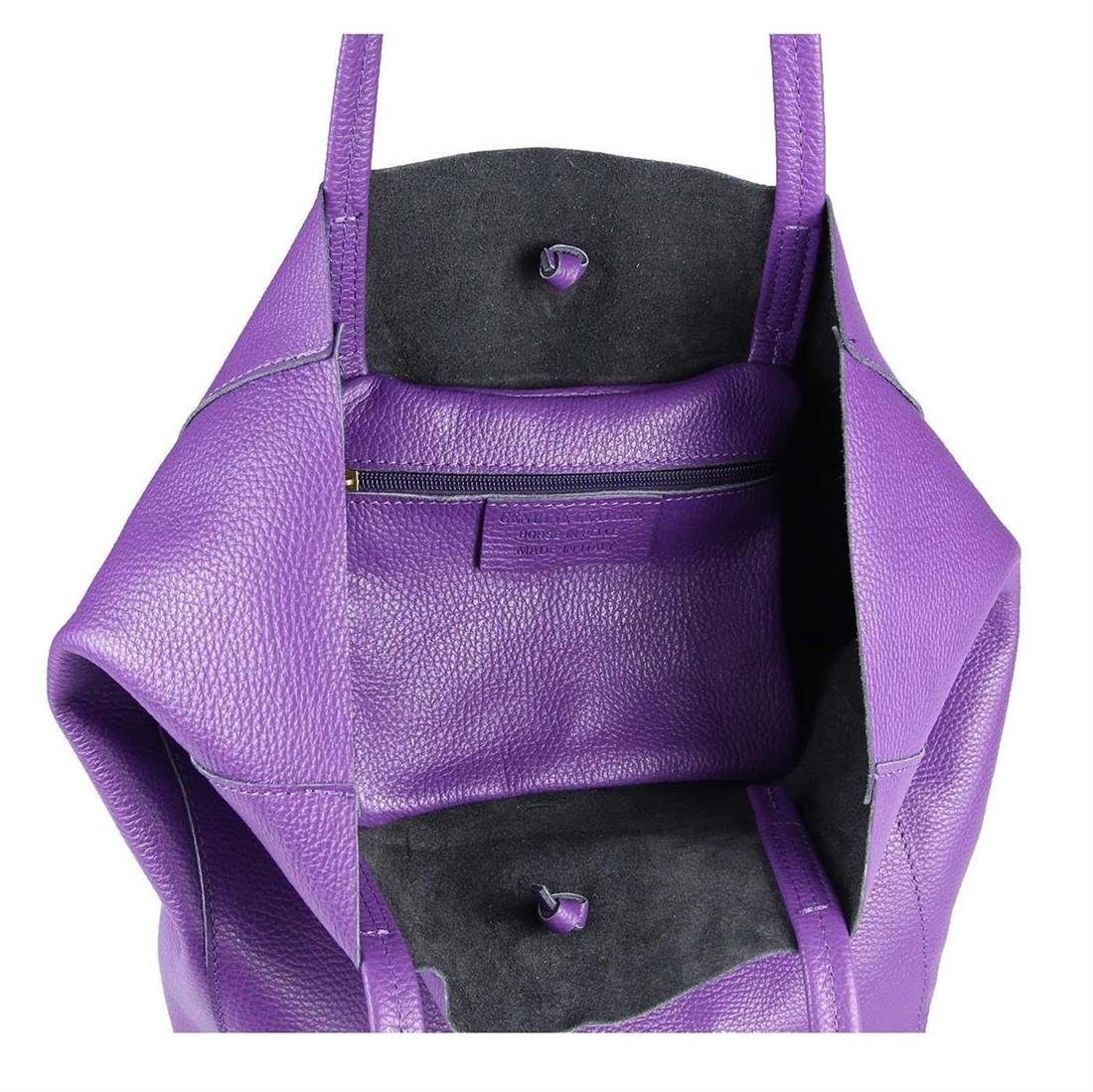 ITALYSHOP24 Schultertasche Made in Italy Damen Premium Leder SHOPPER Tasche HOBO Umhängetasche, Echtleder Business Bag leicht groß klassisch sicher geräumig Beutel