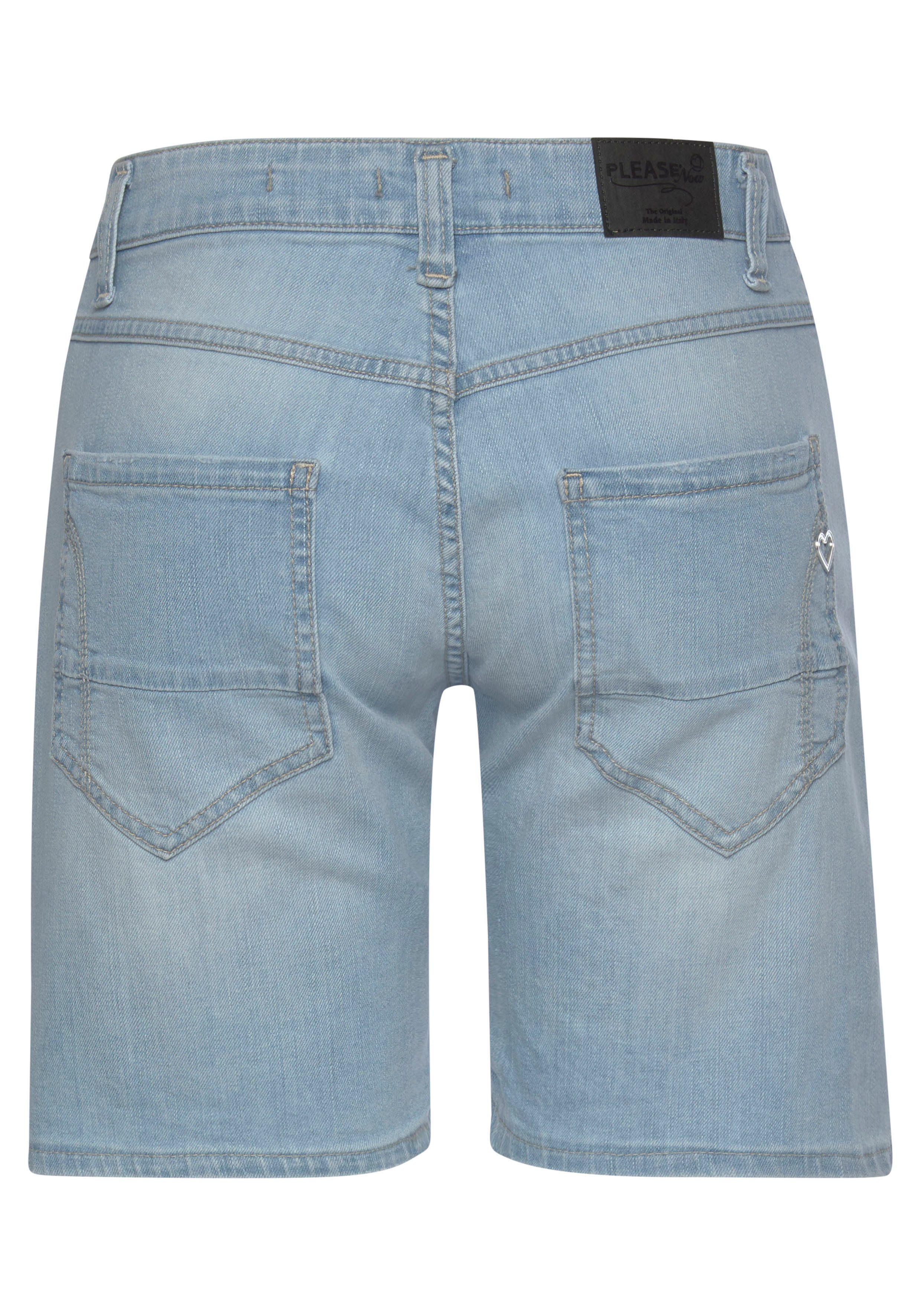 Damen Hosen Please Jeans Jeansbermudas P88A mit sichtbarer Button-Fly Leiste vorn