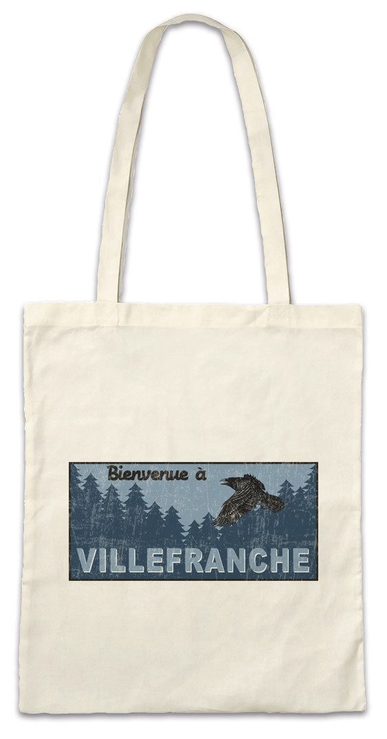 Beuteltasche Villefranche Road Sign Stofftasche Black Street Zeichen Spot Schild