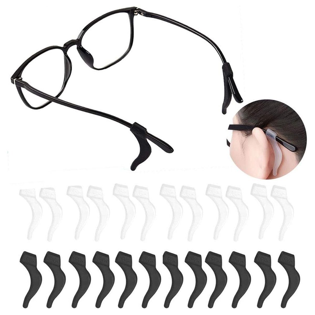 Jormftte Brillengestell Silikon Gläser Ohrhaken,Antirutsch Halterung für  Brillenbügel