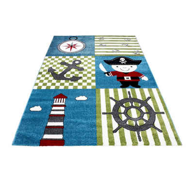 Kinderteppich für Spiel-Kinderzimmer Piraten-Design für Jungs und Mädchen, Stilvoll Günstig, Rechteck, Höhe: 11 mm