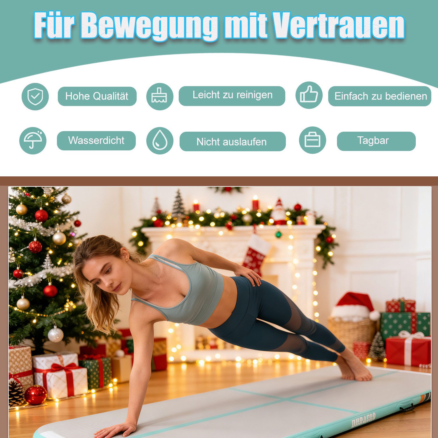 DURAERO Yogamatte Airtrack Matte Tumbling Matte Gymnastikmatte 300x100x10 CM